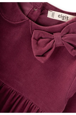 Kadife Elbise 1-8 Yaş Mürdüm MÜRDÜM