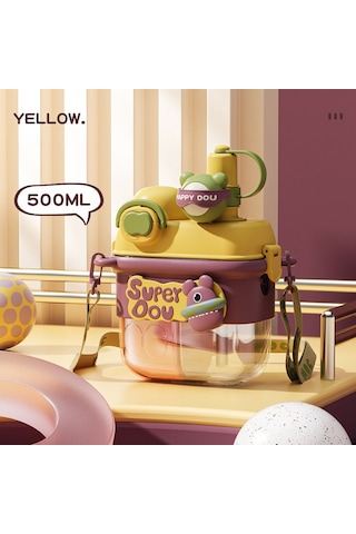 Yaz Saman Fincan Çift Içecek Çocuk Su Bardağı Kadın Öğrenciler Için Bölünmüş Bin Plastik Çift Bin Taşınabilir Su Isıtıcısı-800Ml Sarı