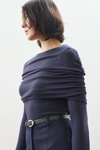 Büzgü Detaylı Bluz Lacivert Lacivert