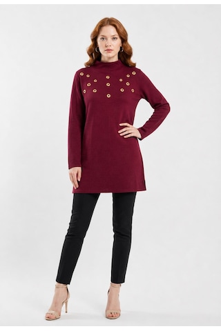 Neden Tekstil Bordo Uzun Triko Kadın Tunik Bluz