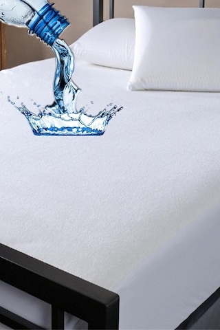 Altın Karma 150x200+30 Cm Fitted Alez Çift Kişilik Sıvı Geçirmez Micro Yatak Koruyucu Beyaz