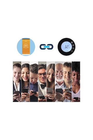 Vkemall Siyah Gb Elektrikli Isıtma İçin Akıllı Lcd Dokunmatik Termostat, Tuya App İle Uzaktan Kontrol, Alexa Ve Google Ses Komutu Desteği