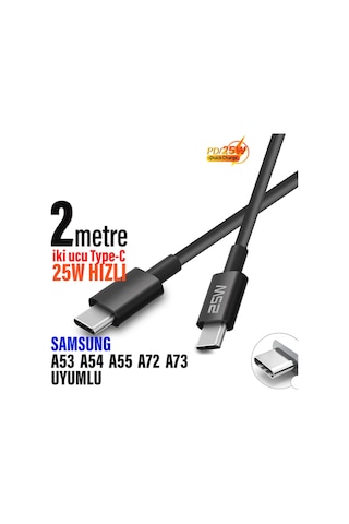 2m Type-c Hızlı Şarj Kablosu Type-c To Type-c Samsung A53 A54 A55 A72 A73 Uyumlu