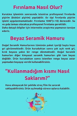 Beyaz Seramik Hamuru, Doğal Kil Çamuru, Oyun Hamuru, 20 Kg, Çamur Kesme Teli-ipi