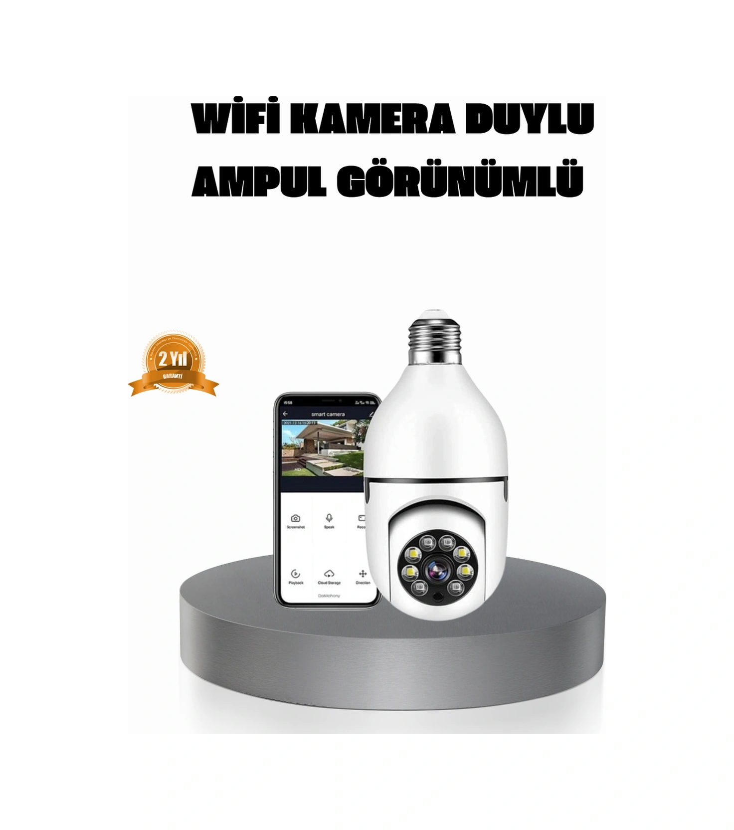 360 Akıllı Güvenlik Kamerası - Duya Takılabilir, Wi-fi Bağlantılı, Hareket Sensörlü