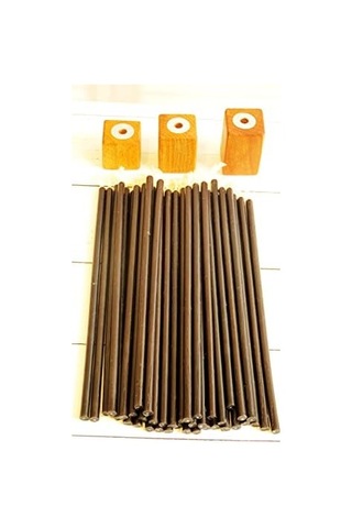 50 Adet Mum Ve 3 Adet Özel Dizayn Ahşap Mumluk Dilek Mumu Petek Mum Tören Parti Doğum Günü Beeswax Candle Siyah Siyah