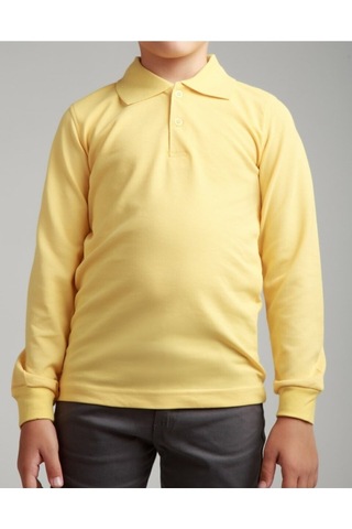 Nacar Store Kız & Erkek Çocuk Uzunkol Polo Yaka Okul T-shırt SARI