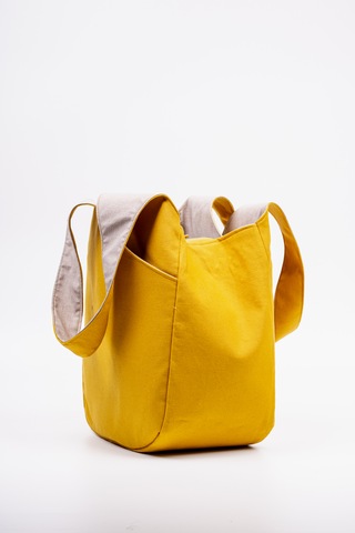 Fabric Craft Bag Omuz Çantası Duck Kumaş Astarlı Büyük Boy Günlük Tote Hardal