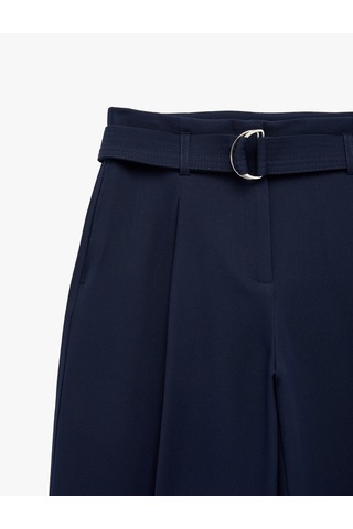 Koton Standart Bel Kemerli Geniş Paça Pantolon Lacivert 6sak40284pw
