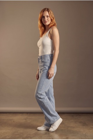 Soulshae Yüksek Bel Kemerli Geniş Paça Kot Pantolon Mavi