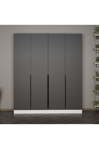 Minar Kale 210 Cm 4 Kapaklı 2b Raf Portmanto Byz Mbr Çizgili Ant