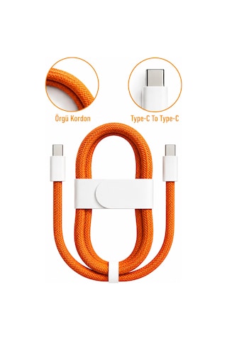 60w Usb-c Şarj Kablosu Type-c Örgülü Hızlı Şarj Kablosu İphone 15 16 17 Uyumlu
