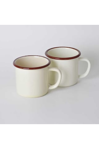 2'li Emaye Kupa Krem Krem