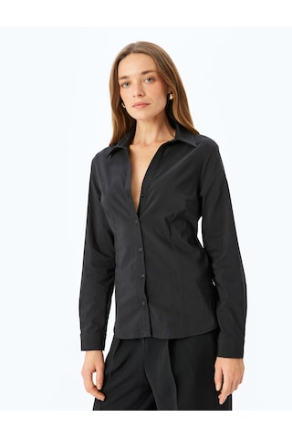 Koton Uzun Kollu Slim Fit Klasik Poplin Gömlek Siyah 5sak60158uw Siyah