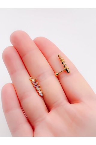 Lexroo Renkli Dörtgen 6 Taşlı Kıkırdak Helix Piercing 1adet Çok Renkli