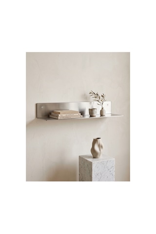 Dizör L Duvar Rafı 45 Cm 304 Paslanmaz Çelik, Fırçalı, Banyo Mutfak Salon Duvar Rafı Gümüş