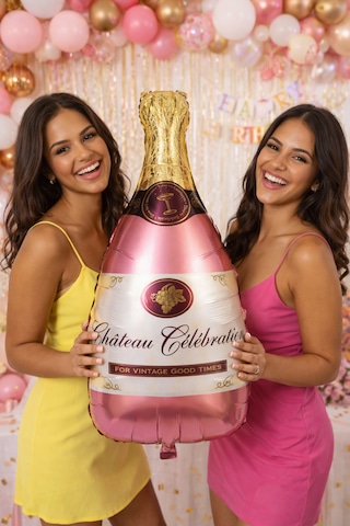 Toz Pembe Şampanya Şeklinde Folyo Balon Bekarlığa Veda Bride Nişan Kına Dogum Günü Balonu 104cm Açık Pembe