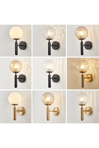 Vkemall Demir Gövde Ve Cam Küre Şeffaf Abajurlu Duvar Lambası - Oturma Odası, Yatak Odası, Koridor Için Uygun - E26 Vidalama İşık Ampülü Hariç - Bakır Rengi 6102 Modeli Bakır