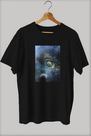 Noıssey -wed Evrenin Gözü Tasarım Baskılı Oversize T-shirt Tişört Sokak Tarzı Siyah