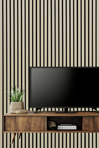 Mdf Ahşap Akustik Duvar Paneli 60x275 Cm - Krem 60x275