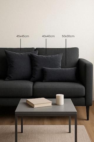 Kadife Serisi Siyah Kırlent, Yastık Kılıfı En: 45 Boy: 45 Siyah