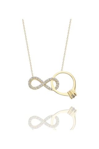 Tektaş Ve Kalp Özel Tasarım 14 Ayar Altın Kolye Altın