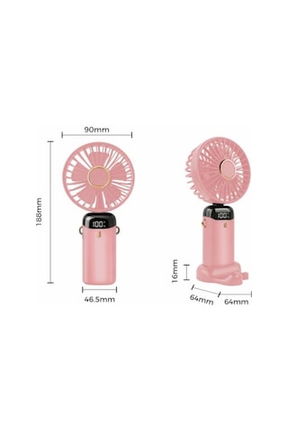 El Vantilatörü, Taşınabilir Mini Vantilatör, Şarj Edilebilir, 5 Hız Kademeli, Katlanabilir Usb Vantilatör, Ofis, Dış Mekan İçin Pembe