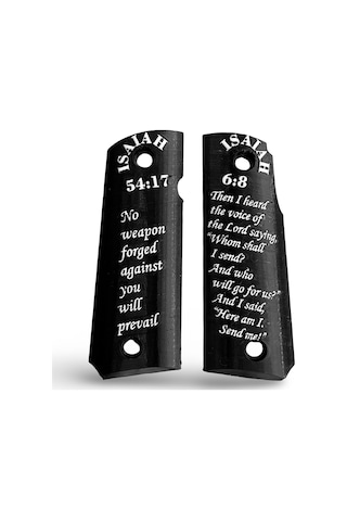 Rigor Universe Colt 1911 Uyumlu Tabanca Kabzası Grip Petg 3d Baskı Ayetli Isaiah 54:17 6:8 Siyah