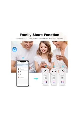 Xurunkeji İsrail Fişi Tuya Akıllı Ev 16a Wifi Akıllı Priz Güç Prizi Usb Şarj Çıkışı Alexa İçin Zamanlama Ses Kontrolü