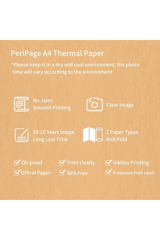 Xiyyadms A40 Yazıcı İçin 100 Yaprak A4 Katlanabilir Termal Kağıt - 10-15 Yıl Muhafaza, Bisfenol A'sız, Üçlü Koruma 210x297mm
