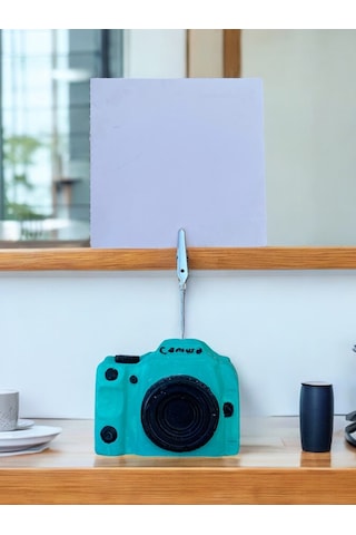 Turkuaz Kamera Temalı Not Tutacağı Fotoğraf Tutacak Tutucu Ofis Seti Hediyelik Turkuaz