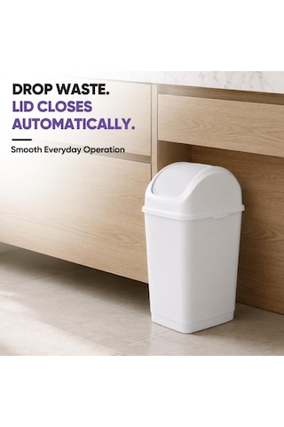 Lexroo 2,6 Litre Küçük Slim Trash Can Beyaz