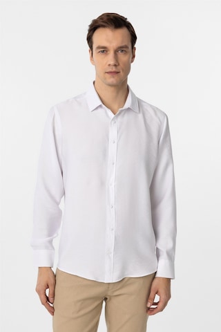 Süvari Beyaz Slim Fit Düz Klasik Yaka Gömlek-34096 Beyaz