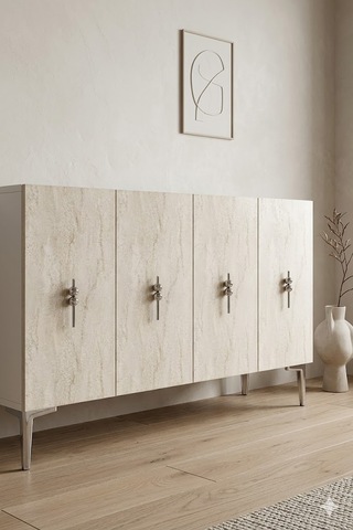 Ka1217bts Salkım Konsol Ve Tv Sehpası Beyaz-traverten-silver 120cm