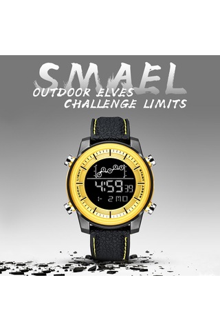 Skycity Smael Sl-1556 Dijital Spor Saati 50m Su Geçirmez Erkek Kadın Kol Saati Alarm Zamanlayıcı Hafta/tarih Gösterici Led Işık Beyaz Altın