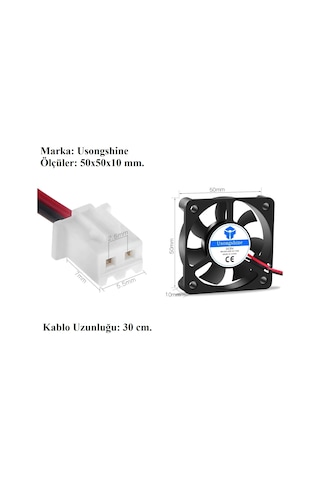 50x50x10 mm. 5V DC Sessiz Fırçasız Motor 3D Printer Kare FAN