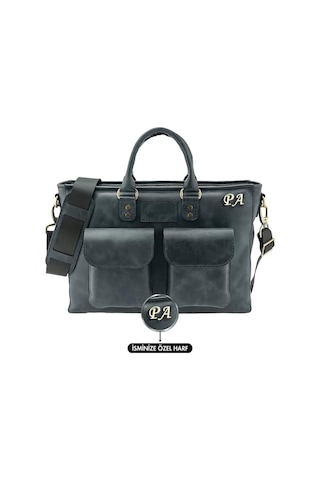 İsme Özel Askılı Cepli Evrak - Laptop Çantası - %100 Rainbow Deri - Ac09002 - Lacivert-130457 Siyah