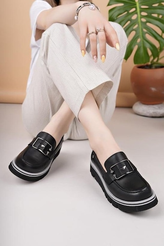 Mammamia D25ya-3760 Loafer Deri Kadın Ayakkabı Siyah