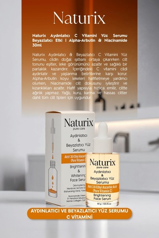 Aydınlatıcı Ve Beyazlatıcı Yüz Serumu C Vitamini Alpha-arbutin & Niacinamide 30ml