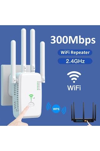 Sones Urant U11 300mbps 2.4g Kablosuz Tekrarlayıcı Wifi Sinyal Amplifikatörü Wps Hızlı Ayar Desteği Ab Fişi Beyaz