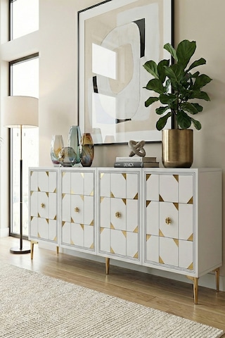 Ka1523bg Moka Konsol Ve Tv Sehpası Beyaz-gold 150cm