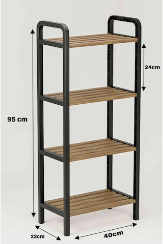 4 Katlı Ahşap Çubuklu Mutfak Düzenleyici, 40 Cm Mutfak Rafı Ceviz