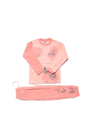 Bebegen Kız Çocuk Pembe Kelebek Baskılı 2'li Pijama Takımı
