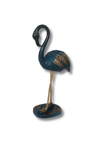 Flamingo Dekoratif Polyester Biblo Turkuaz .