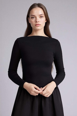 Defacto Kayık Yaka Poplin Uzun Kollu Midi Elbise H0554ax26spbk81 Siyah-bk81