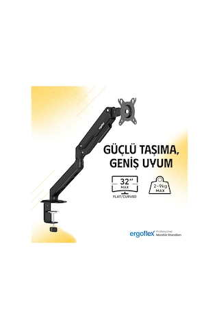 Ergoflex X8 Siyah 17-32inch Amortisörlü 9 Kg Monitör Standı 2026 Versiyon