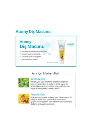 Atomy Propolis & Yeşil Çay Özlü Diş Macunu 200 G