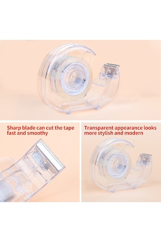 Jeemson 5 Adet 18mmx30y Transparan Bopp El Kesimli Bant + 1 Adet Renkli Plastik Bant Kesici - Öğrenci Ve Ofis Stokesi 5