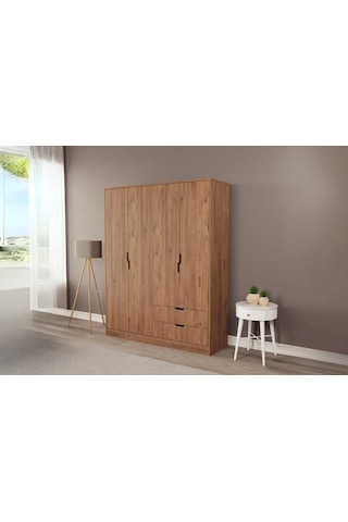Moderno Xl 4 Kapaklı 2 Çekmeceli Gardırop Geniş Aileler İçin Şık Çözüm Atlantik Çam