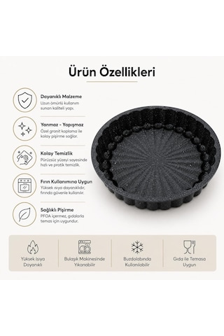 Orret Home 26 Cm Granit Döküm Kek Kalıbı Yapışmaz Kaplama Eşit Isı Dağılımı Sağlayan Fırın Uyumlu Kek Ve Diğer